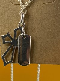 Inspiration message sparkly silver cross pendant with Silver chain