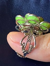 Adjustable Silver Green Petals Flower