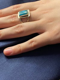 Adjustable Silver Turquoise Stone Ring