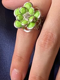Adjustable Silver Green Petals Flower