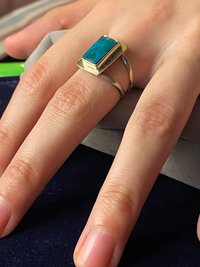 Adjustable Silver Turquoise Stone Ring