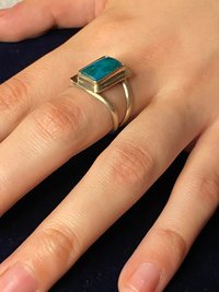 Adjustable Silver Turquoise Stone Ring
