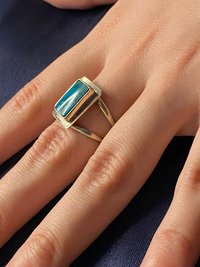Adjustable Silver Turquoise Stone Ring