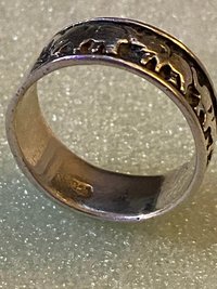 925 stamped silver elephants on parade with black accents background band