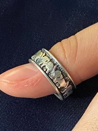 925 stamped silver elephants on parade with black accents background band