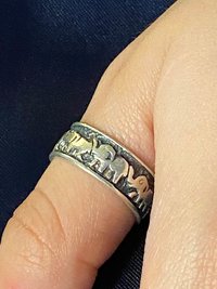 925 stamped silver elephants on parade with black accents background band
