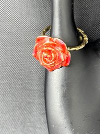 Red Rose enamel twisted band ring