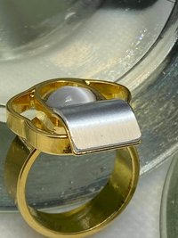 Gold Tone Abstract Geometric POLY stamped ring