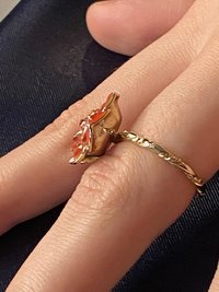 Red Rose enamel twisted band ring
