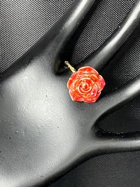 Red Rose enamel twisted band ring