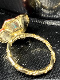Red Rose enamel twisted band ring