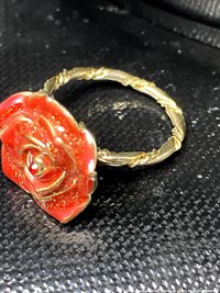 Red Rose enamel twisted band ring