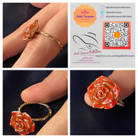 Red Rose enamel twisted band ring