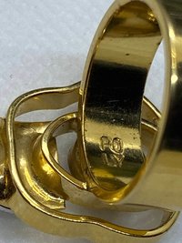 Gold Tone Abstract Geometric POLY stamped ring