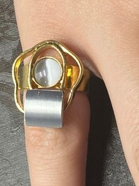 Gold Tone Abstract Geometric POLY stamped ring