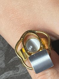 Gold Tone Abstract Geometric POLY stamped ring