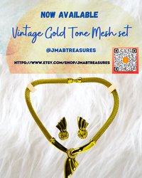 Vintage Gold Tone Mesh and Clip-on Earring set
