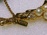 Gold Tone Vintage Style Signed Vendome Faux Pearl Necklace