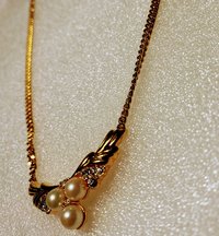 Gold Tone Vintage Style Signed Vendome Faux Pearl Necklace