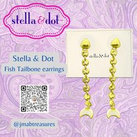 Vintage - Gold tone with white enamel trevally earrings