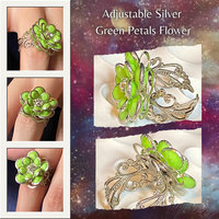 Adjustable Silver Green Petals Flower