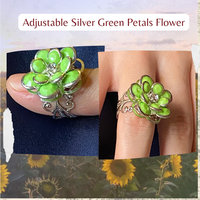 Adjustable Silver Green Petals Flower