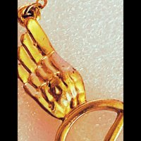 Gold Toned Wings Peace Sign Necklace