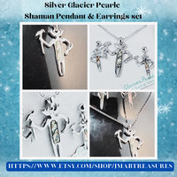 Silver Glacier Pearle Shaman Pendant and Matching Earrings