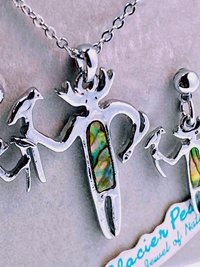 Silver Glacier Pearle Shaman Pendant and Matching Earrings