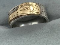 Vintage - Silver and 14K gold overlay "Humming Bird" ring by Joe Descoteaux