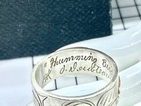 Vintage - Silver and 14K gold overlay "Humming Bird" ring by Joe Descoteaux