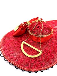 Vintage - Gold toned Saturday half-moon necklace