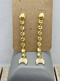 Vintage - Gold tone with white enamel trevally earrings