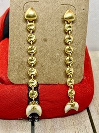 Vintage - Gold tone with white enamel trevally earrings