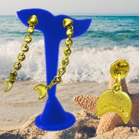 Vintage - Gold tone with white enamel trevally earrings