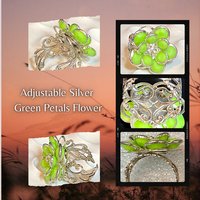 Adjustable Silver Green Petals Flower