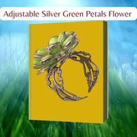Adjustable Silver Green Petals Flower