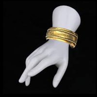Lovely etched brass with rope chain accent bracelet cuff