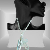 Inspiration message sparkly silver cross pendant with Silver chain