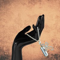 Inspiration message sparkly silver cross pendant with Silver chain