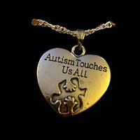 Silver necklace with Autism awareness message