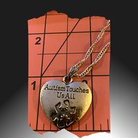 Silver necklace with Autism awareness message