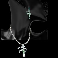 Silver Glacier Pearle Shaman Pendant and Matching Earrings