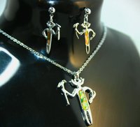 Silver Glacier Pearle Shaman Pendant and Matching Earrings