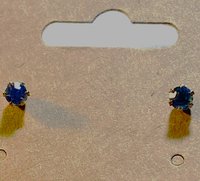 Vintage Lugano gold double plated chain with small key pendant and blue stud earrings set