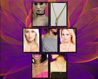 Vintage Lugano gold double plated chain with small key pendant and blue stud earrings set