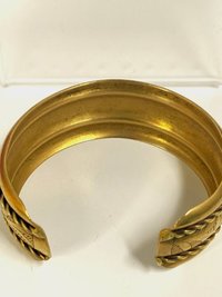 Lovely etched brass with rope chain accent bracelet cuff