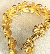 Vintage Signed Monet Gold Tone Metal Bracelet
