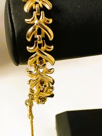 Vintage Signed Monet Gold Tone Metal Bracelet
