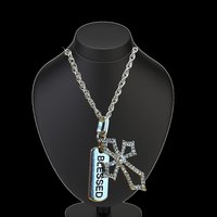 Inspiration message sparkly silver cross pendant with Silver chain